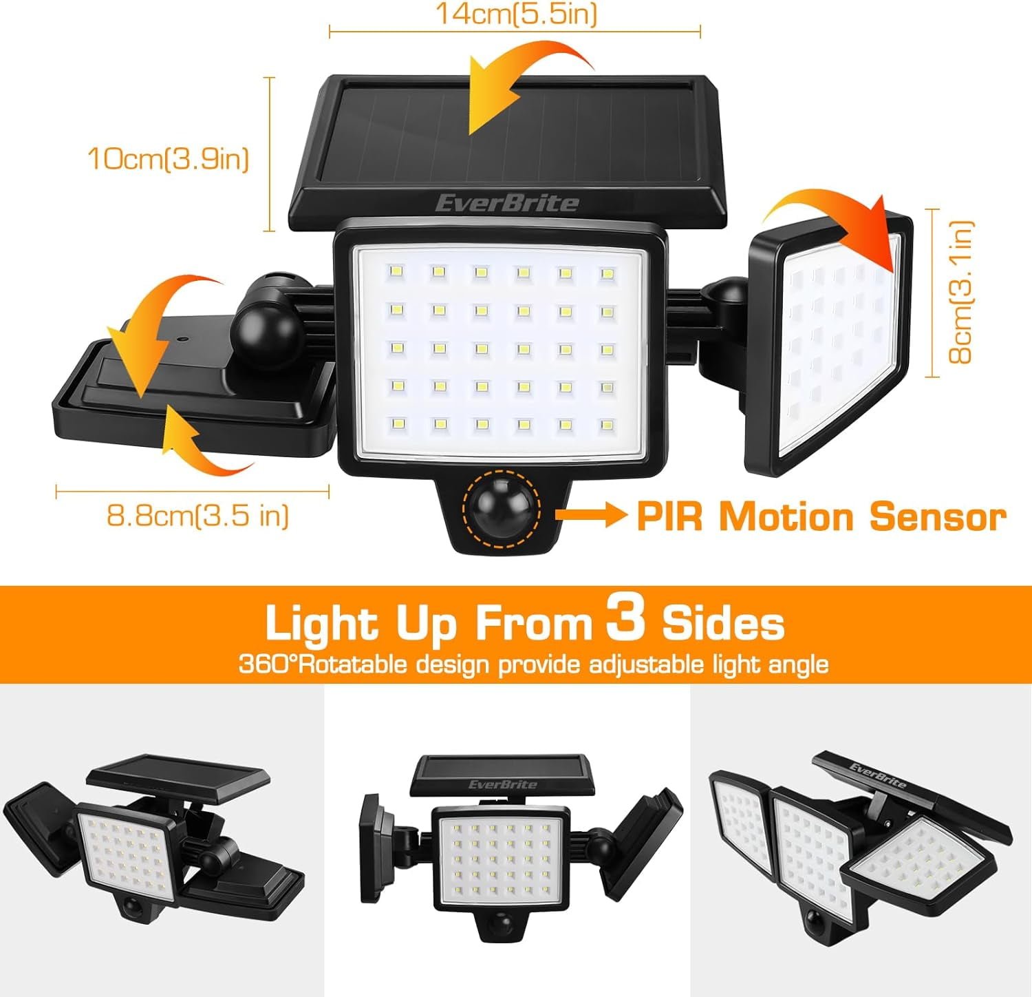 EverBrite Waterproof Bionic Security Lights with 2 Modes & Adjustable Heads (2 Pack)