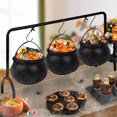 thumbnail image 1 of Halloween Witch Cauldron Candy Serving Bowl Hocus Pocus Decor  Set of 3 Black Plastic Cauldron Bowls with Iron Rack  Spooky Candy Bucket Punch Bowls for Table Home Indoor Party Decoration, 1 of 10