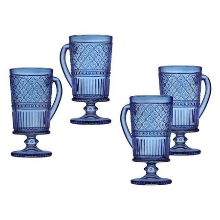 

Godinger 27052 12 oz Claro Footed Mugs Blue - Set of 4