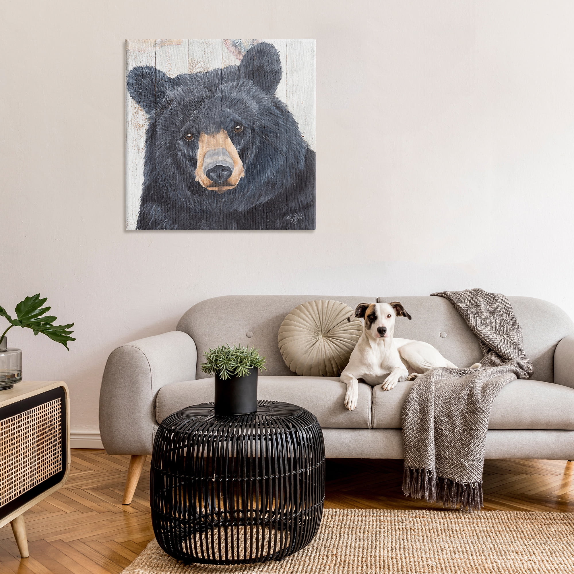 Stupell Industries Rustic Black Bear Animals & Insects Painting Gallery Wrapped Canvas Art Print Wall Art, 36 x 36