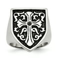 thumbnail image 1 of Stainless Steel Cross with Black Diamond Antiqued Shield Ring 11 Size, 1 of 7