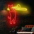 thumbnail image 4 of Handmadetneonsign Cat Playing Trombone Neon Sign, Cute Cat Wall Art, Trombone Music Home Wall Decor 039554, 4 of 5