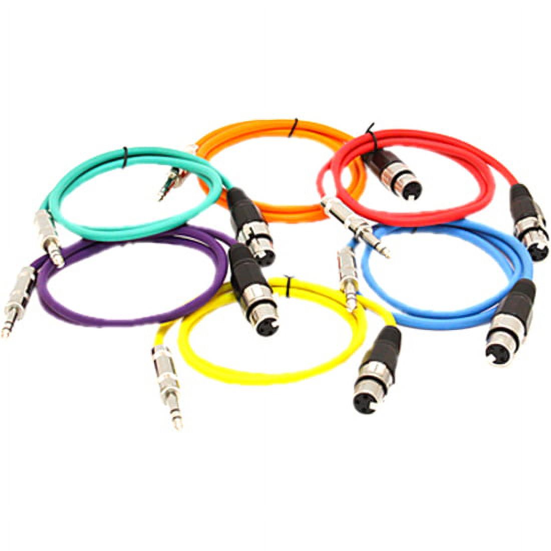 Seismic Audio SATRXL-F2, 6 Pack of Multiple Colors 2' XLR Female to TRS Patch Cables