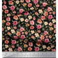 thumbnail image 3 of Soimoi Black Cotton Duck Fabric Leaves & Blooming Camellias Floral Decor Fabric Printed 1 Yard 44 Inch Wide, 3 of 3