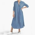 thumbnail image 1 of JMKQLZ Robe d'Été Décontractée à Manches Longues et Col en V pour Femmes, 1 of 7