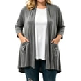 thumbnail image 3 of Womens Cardigan Nelozsy Women's Fashion Casual Solid Color Long Sleeve Cardigan Top Gray S, 3 of 6