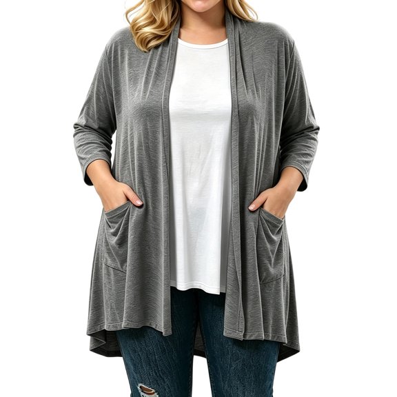 Perfectbot Women's Relaxed Fit Open Front Cardigan Long Sleeve Soft Stretchy Casual Draped Cover Up