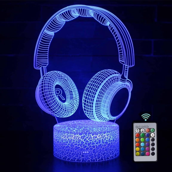 YSTIAN 3D Headphone Night Light Headset Illusion lamp with 16 Color Smart Touch and USB for Kids Room Decor Best Festival Birthday Gifts for Game Fan