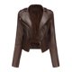 thumbnail image 1 of Chaqueta de cuero pequeña para primavera y otoño, chaqueta de imitación de PU, Chaqueta corta ajustada para motocicleta para mujer, chaqueta ajustada para motocicleta L, 2024, 1 of 5