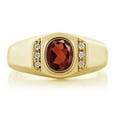 thumbnail image 2 of Gem Stone King 1.56 Cttw Red Garnet and White Created Sapphire 18K Yellow Gold Plated Silver Ring for Men | Gemstone Birthstone | Oval 8X6MM | Available in Size 7, 8, 9, 10, 11, 12, 13, 2 of 6