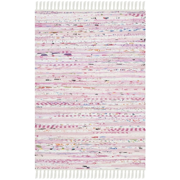 SAFAVIEH Rag Skylar Striped Cotton Area Rug, Light Pink/Multi, 2' x 3'