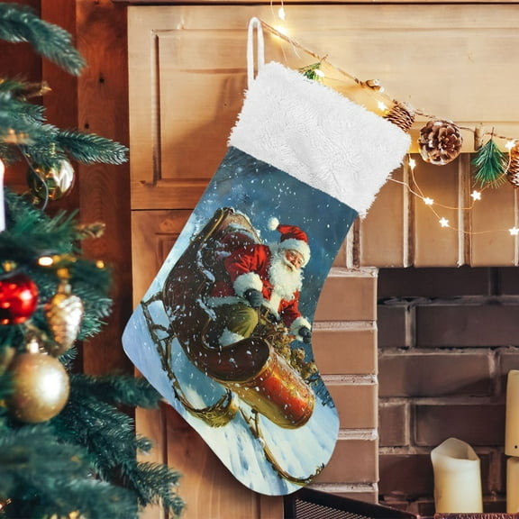 Ryvnso Christmas Stockings Christmas Santa Claus 17.7" Large Stocking Decoration 1 Pack