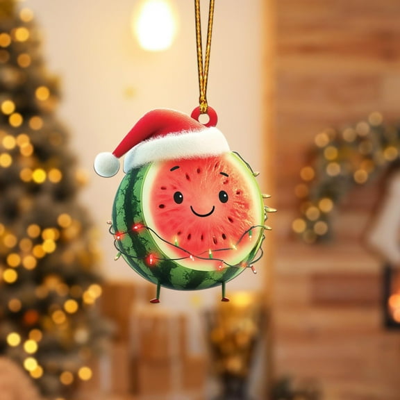 Lssam Watermelon Christmas Ornaments, Festive Mini Fruit Decor for Tree Hanging, Cute Winter Gift for Holiday Party Favors & Indoor Outdoor Decor