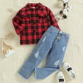 thumbnail image 2 of Futezty Toddler Boys Girls Clothes Fall Winter Outfit Sets, Set For Kids Long Sleeve Crew Neck Ripped Pocket 1T 2T 3T 4T 5T 6T 2PCS Everyday, 2 of 7