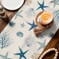 thumbnail image 3 of Blue Starfish Coastal Table Runner 70 Inches, Summer Beach Coral Linen Texture Bed Runner Dresser Scarves Tabletop for Indoor Outdoor Parties/Ceremony/Banquet, 13" x 70", 3 of 9