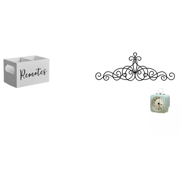 Organizador de almacenamiento de escritorio,Soporte para control remoto de TV de madera,Decoración de pared con pergaminos,Decoración de pared con pergamino,arte rústico de metal,Figura