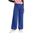 thumbnail image 2 of Boys Girls Fuzzy Fleece Pajama Pants Elastic Waist Wide Leg Baggy Sweatpants Kids Winter Warm Trouser New Toddler Sweatpants Girls Blue 5 Years, 2 of 9