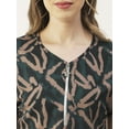 thumbnail image 5 of Moomaya Printed Womens Front Zip-Up Designer Top, Round Neck Casual Smart Top, 5 of 8