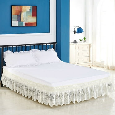 Decorative Elastic Lace Bed Skirt, Dustproof Ruffle, Easy-On/Off, 1 Cover