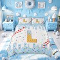 thumbnail image 3 of Meiyoeat Kawaii Ice Cream Baseball Duvet Cover Set for Kids Girls Boys, Cute Blue Donut L Letter Bedding Full, Polkadot Reversible, 1 Duvet Cover and 2 Pillowcases (No Comforter), 3 of 6