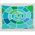 thumbnail image 1 of Geometric Tapestry, Large Kaleidoscopic Spiral Form with Rectangular Shapes in Green and Blue Shades, Wall Hanging for Bedroom Living Room Dorm Decor, 80W X 60L Inches, Multicolor, by Ambesonne, 1 of 2