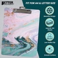 thumbnail image 2 of Fashion Clipboard, Marble Design, Standard A4 Letter Size, 12.5" x 9", Wooden Clipboard, Low Profile Clip with Retractable Hanging Tab, Decorative Clipboard, by Better Office Products (Marble Swirl), 2 of 5