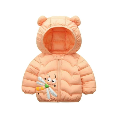 

Juebong Baby Girl Boy Down Parkas 3D Ears Hooded Long Sleeve Zipper Coat Toddler Kids Cute Windproof Padded Clothes Jacket Hoodies Coats For Winter Gifts for 4-5 Years Orange