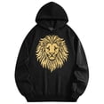 thumbnail image 4 of Men's Pocket Graphic Hooded Pullover, Golden Lion Head Illustration, Sizes S-2XL, 4 of 9
