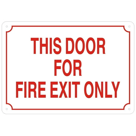 THIS DOOR FOR FIRE EXIT ONLY SIGN (WHITE 10X7 ALUMINIUM )