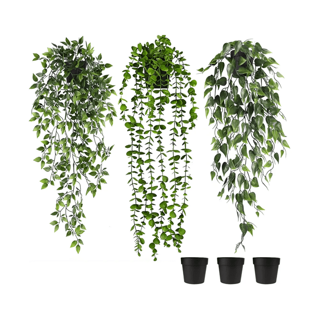 Plantas Artificiales Colgantes Decorativa Con Macetas Malubero Verde