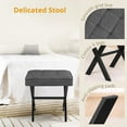 thumbnail image 6 of Vanity Stool, Square Linen Makeup Stool with Metal X Legs, Small Ottoman Stool Chair for Vanity, Modern Padded Vanity Seat Foot Rest Stool for Makeup Room, Living Room, Bathroom, Carbon Gray, 6 of 17