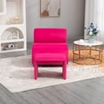 thumbnail image 4 of Velvet Leisure Chair with Ottoman And Upholstered Seat Cushion, Modern Seat No Armrest Chair and Footrest Set For Living Room, Bedroom, Office, Reception Room, Accent Single Lazy Chair, Rose Red, 4 of 9