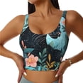 thumbnail image 2 of Picia Black Panther Floral Illustration Sports Bra for Women,Padded Strappy Sports Bras Medium Support Yoga Bra with Removable Cups,Running Yoga Bra-, 2 of 9