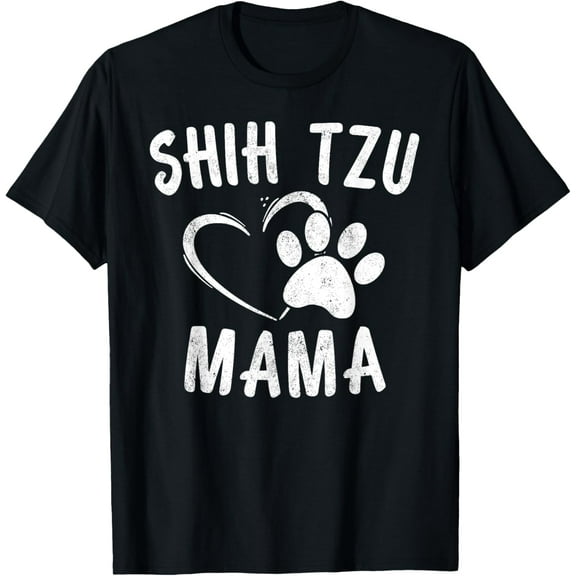 Funny Shih Tzu Mama Gift Pet Doggy Lover Apparel Dog Mom T-Shirt men and women can wear, black, white, gifts