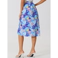 thumbnail image 4 of DARING DIVA Women's Tropical Beach Ruched Split Thigh Skirt S Blue, 4 of 6