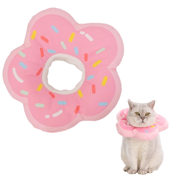 Soft Adjustable Pet Recovery Collar Cute Donut Pillow Neck Cone Stop Licking Wounds For Puppy Small Pet Post Surgery Care,Pet Recovery Collar,Anti Licking Neck Cone,L,Pink