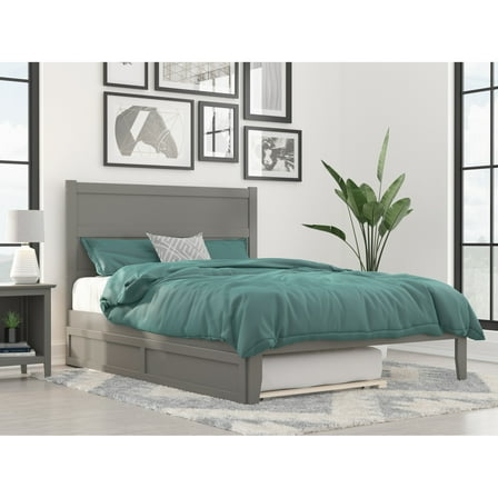 AFI NoHo Farmhouse Wood Queen Bed with Twin XL Trundle in Gray