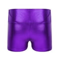 thumbnail image 2 of TiaoBug Kids Boys Girls Metallic Dance Shorts Sports Gymnastics Athletic Booty Bottoms 4-14 Purple 12, 2 of 4