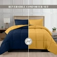 thumbnail image 2 of High Quality - NEW - 3-Piece Reversible Comforter Set, All Season Suitable, Box-Stitched Down Alternative, Full/Queen, Navy/Yellow, 2 of 5