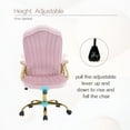 thumbnail image 6 of Velvet Home Office Chair with Gold Arms and Legs, Comfortable Upholstered Tufted Swivel Desk Chair  with Wheels for Girls Women Study Bedroom Living Room, Pink, 6 of 9