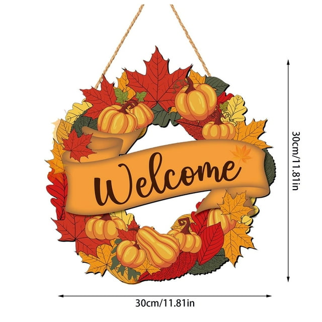 JJKBVCLO Themed 3D Pumpkin Leaf Door Sign Wall Décor Rustic Farmhouse Style