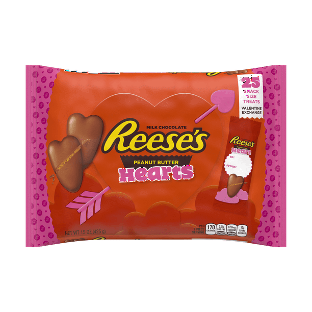 Reese S Valentine Exchange Chocolate And Peanut Butter Hearts Candy 25 Count 15 Oz Walmart Com Walmart Com