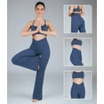 thumbnail image 3 of Nirlon Crossover Flare Leggings For Women - Regular & Plus Size Flare Pants High Waisted Wide Yoga Pants (10 30", Navy), 3 of 6