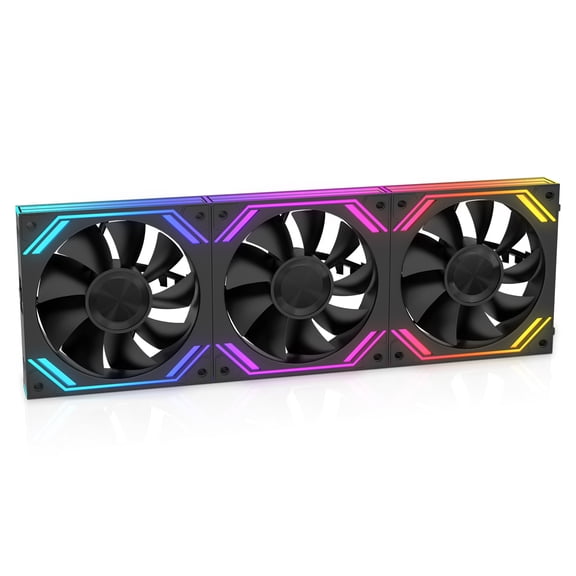 G120Pro 120mm ARGB PC Case Fans 3-Pack, Standard Airflow, 1850RPM PWM, Daisy-Chain Connection, Infinity-Mirror Lighting, Hydro Bearing, Black