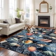 thumbnail image 3 of Area Rug 72×108in, Retro Sea Marine Life Floor Carpet Living Room Rug, Watercolor Conch Shell Coral on Black Non-Slip Welcome Mat Indoor Rugs for Bedroom Dining Room, 3 of 9