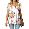 thumbnail image 1 of SMihono Hauts pour Femmes Été Mode Décontractée Col Montant Imprimé Pétale Manches Courtes - T-Shirts Grande Taille, 1 of 7