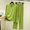 Green, variant on Women's V-Neck Loungewear Two Piece Set Loose Long Sleeve Top and Straight Leg Full Length Pants Soft Breathable Casual Pajama Set Purple