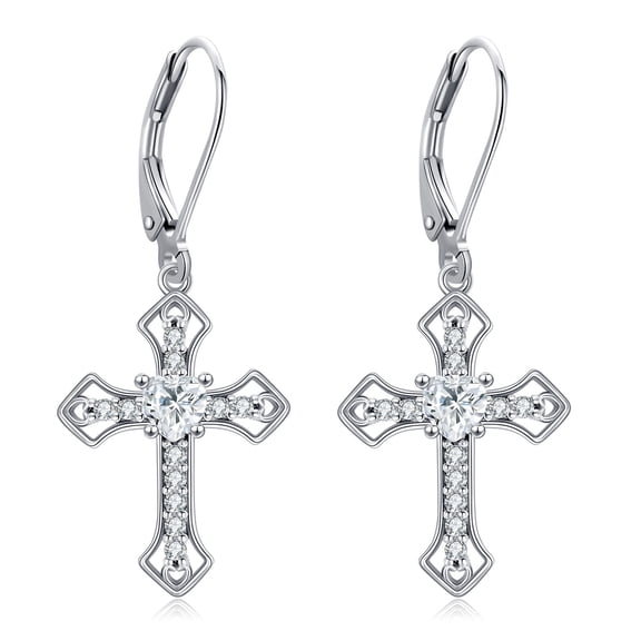 925 Sterling Silver Cross Dangle Drop Earrings Earrings for Women