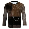 thumbnail image 5 of Odeerbi Men Shirts Long Sleeve Round Neck Blouses Digital Printing 3D Gradient Casual T-shirt Top Brown, 5 of 5