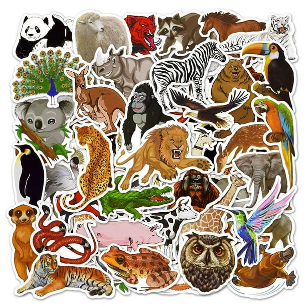 Jinsinto 50pcs Waterproof Rainforest Animal Stickers for Kids Boys